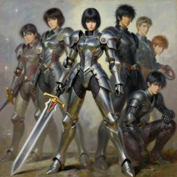 full body girl metal armor holding a gunsword dynamic poses painting beautifull face no blur by gaston bussiere, greg rutkowski, yoji shinkawa, yoshitaka amano, tsutomu nihei, tim hildebrandt, oil on canvas, masterpiece, trending on artstation, featured on pixiv, cinematic composition, hyper detailed, hd, 8 k