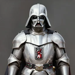portrait shot of a white darth vader in in medieval knights armor, intricate, elegant, highly detailed, centered, digital painting, artstation, concept art, smooth, sharp focus, illustration, artgerm, tomasz alen kopera, peter mohrbacher, donato giancola, joseph christian leyendecker, wlop, boris vallejo