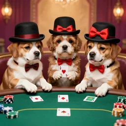 dogs wearing bowler hat playing poker trending on artstation