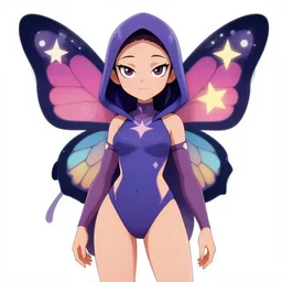 cartoon female character in hood inspired by star butterfly from star vs force the evil, artwork by artgem lau, wlop and rossdraws, anatomically correct, smooth, clean detailed, sharped focus, symmetrical, perfect composition, illustration, extremely coherent, detailed body, colorful