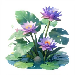 tropical waterlily hybrid plants stylized warhammer 4 0 k, cyber japan style, flowery, waterlily scifi pond, jeff koons sculpted, highly detailed, artstation, bandai box art, moebius, jugendstil, marliac, beeple, jean delville, peter max, rene magritte