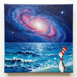 acrylic painting of the ocean mixed with a nebula, by michal karcz and dr seuss, texture