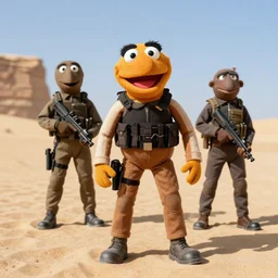 muppet puppet special forces in the desert.