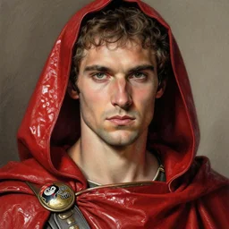 detailed portrait of blade runner, old roman style, reflective red cloak, decorated with traditional japanese ornaments by ismail inceoglu dragan bibin hans thoma greg rutkowski alexandros pyromallis nekro rene maritte illustrated, perfect face, fine details, realistic shaded, fine - face, pretty face
