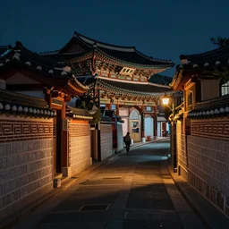 winding street at midnight in a very old seoul city, strong dramatic cinematic lighting , ornate tiled architecture, lost civilizations, smooth, extremely detailed, trending on artstation, by Noah Bradley