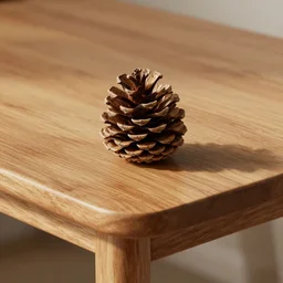 a wooden table with a pine cone on top of it, photorealism, hyperrealism, 8 k, unreal engine render