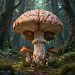 brain growing like a mushroom in a fantasy forest, 8 k, unreal engine, trending on artstation, style of h. r. giger