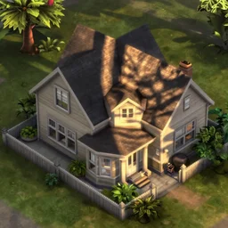 fps screenshot of a house, overhead view, sims