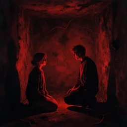internal conflict, ken currie, zdzisław beksinski, dark, morbid, red glow