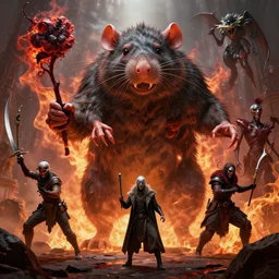 by artgerm and agostino arrivabene, visually stunning, cinematic, ultra realistic, hyper realism, 1 2 k, epic, octane render, unreal engine, vfx, maya, mortal coil, hellfire, giant rat, imp master, timber wolf, bloodbloom, corruption, knife juggler, lakkari sacrifice, voidwalker