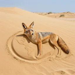 coyote dreaming the world into being, sand art