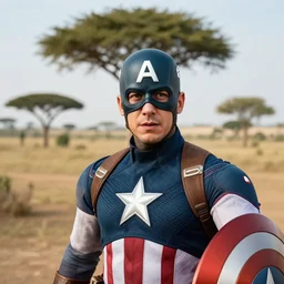 captain america taking a selfie in africa