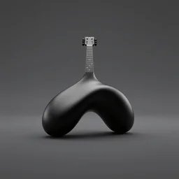 very distant shot render matte black high tech electronic musical instrument, minimalist organic shape, surface modelling, rounded edges, centered on studio gray background, all black design by nicole norris, james dyson, jonathan ive, braun design, technologic design, octane engine render, product concept unreal engine 6 render