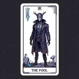 the fool tarot card, cyberpunk themed art, sci - fi concept art