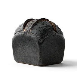 matte black sourdough bread loaf, clean 3d render, octane render, isolated on a pure white background, centered, entire object in frame, sharp focus, soft studio lighting