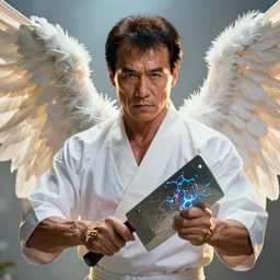 dramatic portrait of Steven Seagal, bloomed lighting, angelic, futuristic, beautiful colors, slightly golden, very sharp likeness, very detailed, chopping hands, electrical details, cinematic lighting high details, 4k, 8k, trending on artstation, ultra-realism