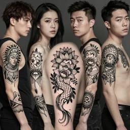 tattoo designs, line art, by brom and fenghua zhong and greg rutkowski and ruan jia and conrad roset,