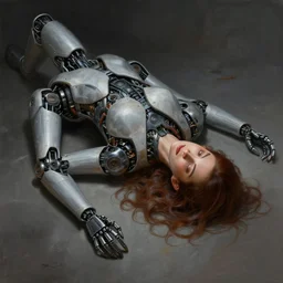 A beautiful detailed whole body portrait painting of Dolores Abernathy lying dead on the floor, robot revolution, apocalypse, highly detailed, digital painting, artstation, cgscoiety, dramatic lighting, cinematic, establishing shot, intricate, smooth, sharp focus, illustration, Unreal Engine 5, concept art, 8K, art by Westworld and Esao Andrews.