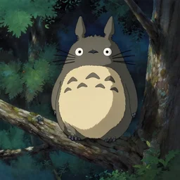 spirit creature sitting on the tree in the night made by studio ghibli, detailed, high quality, 8 k, smooth, artstyle, anime