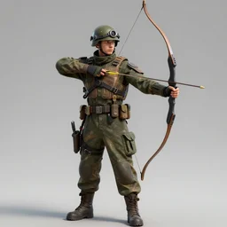 the coolest soldier with a bow, trending on artstation, highly detailed, photorealistic