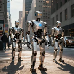 I Robot robots in the streets of New York City