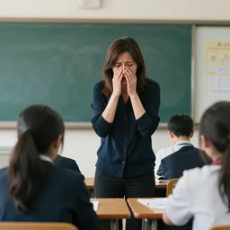 photo of a crying teacher in class taken by annie leibovitz