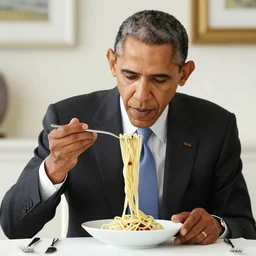 obama eats noodles