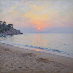 es grau menorca beach, painted by monet, sunrise