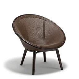 lacquered papasan chair, professional product shot, isolated on a pure white background, centered, entire object in frame, sharp focus, soft studio lighting