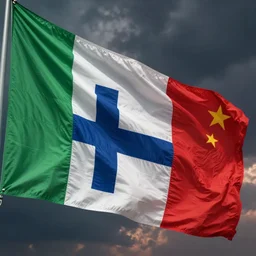 the italian flag with the finnish flag in the white spot and the chinese flag in the red spot