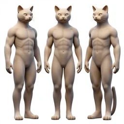 muscular cat 3d skin model , all angles view