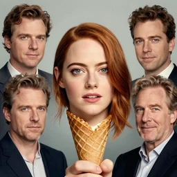 emma stone's head on an ice cream cone, epic composition, 2 0 0 mm focal length, donato giancola, tim hildebrandt, wayne barlow, bruce pennington, larry elmore