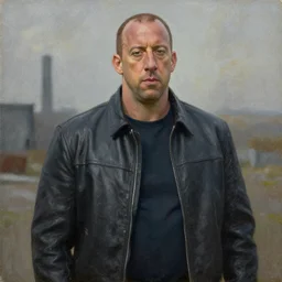 vin diesel in chernobyl, oil on canvas, naturalism