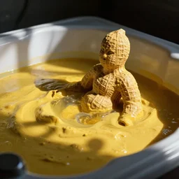 a hot tub full of mustard with mr. peanut sitting in it high contrast cinematic light, mystical shadows, sharp focus, octane render