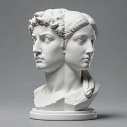 3D resin miniature sculpture by Michelangelo and Pablo Picasso, white woman, prefect symmetrical  face, academic art, realistic,  8K, Introduction factory photo, Product Introduction Photo, Hyperrealism. Subsurface scattering, raytracing, Octane Render, Zbrush, simple background