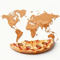 the world map but made of pizza