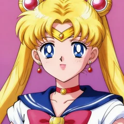 sailormoon in anime style with thin braids in front across her face, bold colors, intricate, volumetric lighting, good composition, fine swirling lines, bold colors, global illumination, art by tyler edlin and rhads and gustave dore, artstation