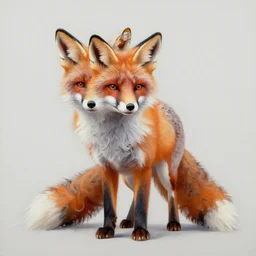 wide shot portrait of a fox by irakli nadar with intricate detailed color smashing fluid oil paint and acrylic, heterochromia, melting wax, mycelia, abstract impressionism, ruan jia, fantasy, hyper detailed, concept art, by gustav klimt,
