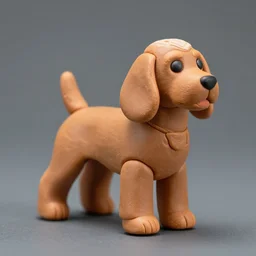 Plasticine light brown English Cocker Spaniel, macro photo, studio photo, professional photo
