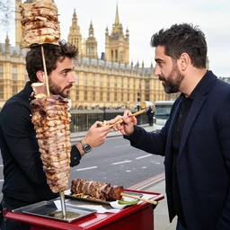 pablo iglesias and santiago abascal sharing a kebab in the houses of parliament