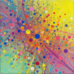 spotty pointism, super bright colors, colored spots, mixed liquid acrylic, painting come to life, artstation, ultradetail