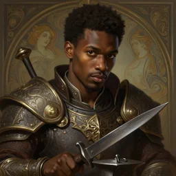 portrait of a young blacksmith, deep focus, intricate, elegant, regal, highly detailed, digital painting, artstation, concept art, matte, sharp focus, illustration, d & d, fantasy, hearthstone, art by artgerm and greg rutkowski and alphonse mucha