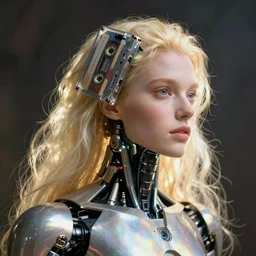 CYBORG man With an audio cassette in his head. Future