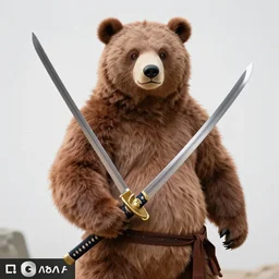 anthropomorphic samurai bear, holding samurai sword, fursuit, cosplay, trending on instagram, photography, sigma 8 5 mm f / 1. 4