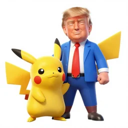 donald trump as a pokemon trainer with a pikachu, 4k