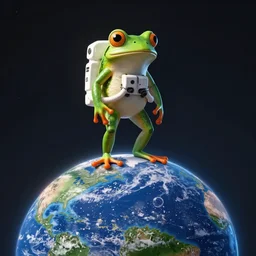 a frog 🐸 as a astronaut standing top of the earth 🌎, au naturel, hyper detailed, digital art, trending in artstation, cinematic lighting, studio quality, smooth render, unreal engine 5 rendered, octane rendered, art style by kurzgesagt and nixeu and ian sprigger and wlop and krenz cushart