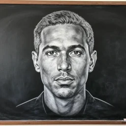 stunning teacher, portrait, chalkboard drawing, on blackboard, symmetrical face. art by tony sandoval
