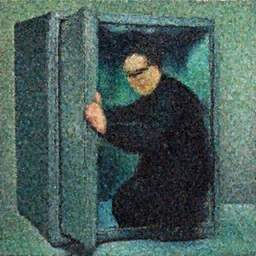 painting of neo hacking into a safe, the matrix, gerald brom