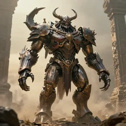 still frame from'gods vs celestials'movie, ancient mythological godkiller construct by titan, doomkiller epic mechanical demon boss by beksinski and jakub rozalski