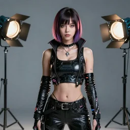 hyper detailed, ultra sharp focus photo of aubrey plaza dressed as judy alvarez, cyberpunk, unreal engine, studio lighting, 8 k, dslr, 8 5 mm f / 1. 8 by sam shaw